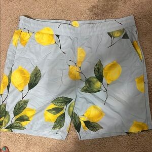 Original Use Lemon Print Swim Shorts - Yellow and Green